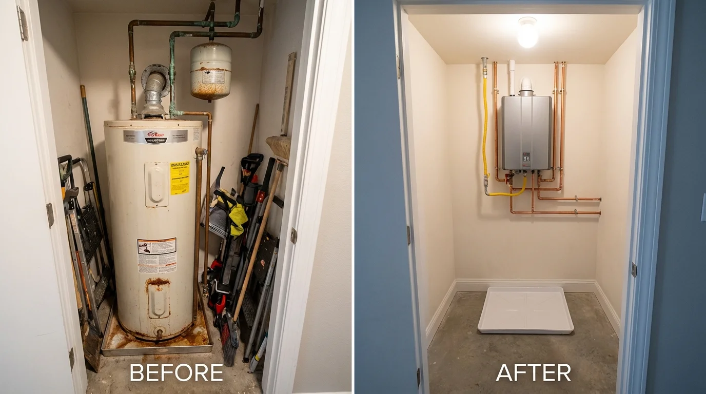 Tank water heater versus wall-mounted tankless unit comparison for Jamestown, TN homeowners